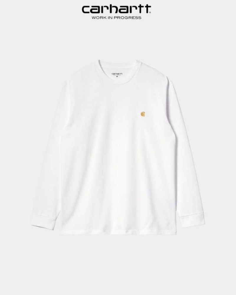 Blanche Carhartt Wip Chase Long Sleeve T-Shirt - Danmark RFU-6313154