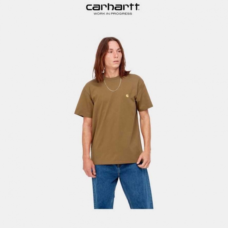 Marron Carhartt Wip Chase T-Shirt - Danmark KAW-7929397