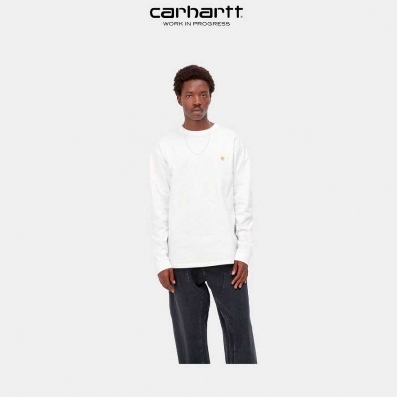 Blanche Carhartt Wip Chase Long Sleeve T-Shirt - Danmark RFU-6313154