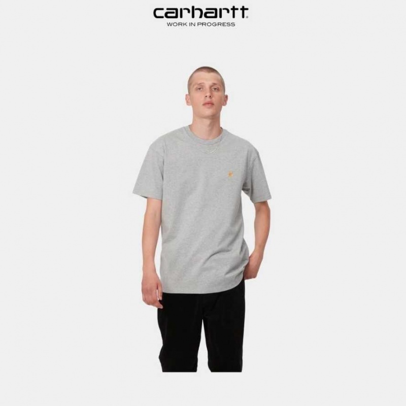 Grise Carhartt Wip Chase T-Shirt - Danmark YCS-8513575