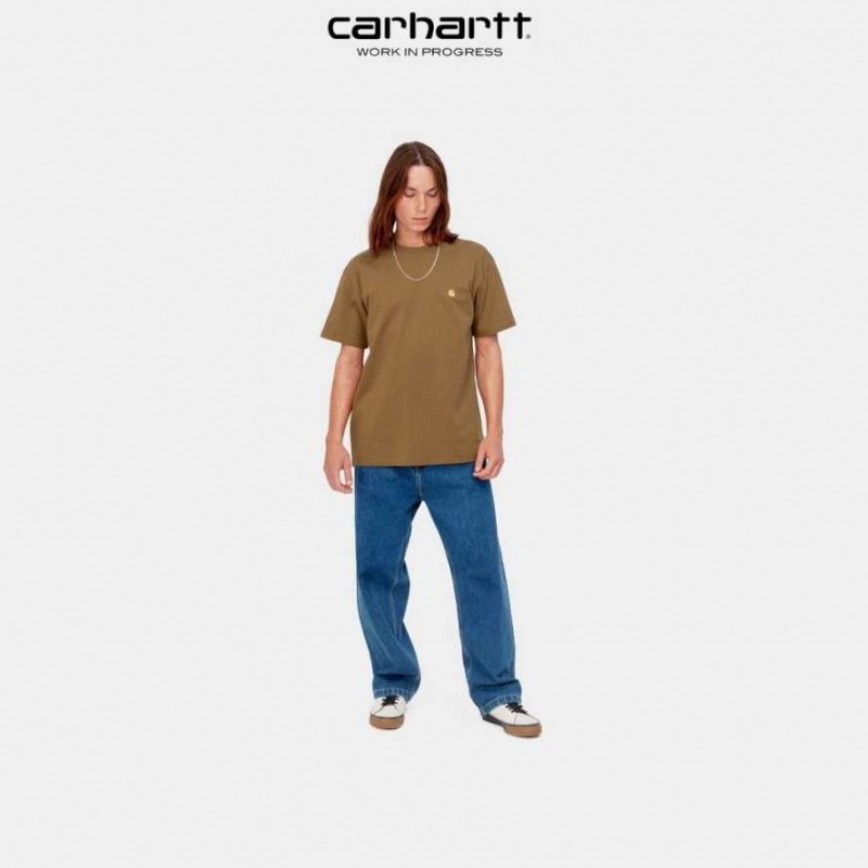 Marron Carhartt Wip Chase T-Shirt - Danmark KAW-7929397