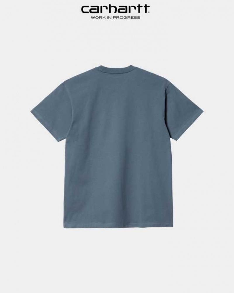 Bleu Carhartt Wip Chase T-Shirt - Danmark JWI-9978625