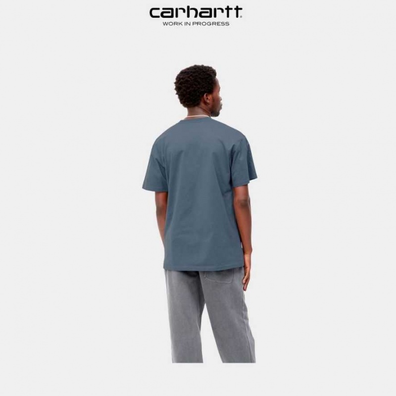 Bleu Carhartt Wip Chase T-Shirt - Danmark JWI-9978625