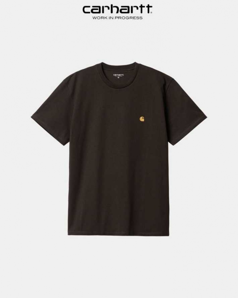 Noir Carhartt Wip Chase T-Shirt - Danmark IME-4809439