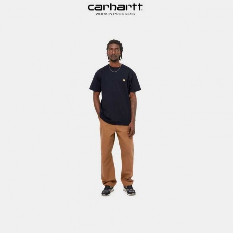 Bleu Marine Foncé Carhartt Wip Chase T-Shirt Bleu Marine - Danmark PXP-9086626