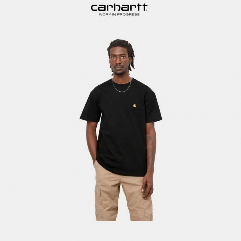 Noir Carhartt Wip Chase T-Shirt - Danmark UJY-0477482