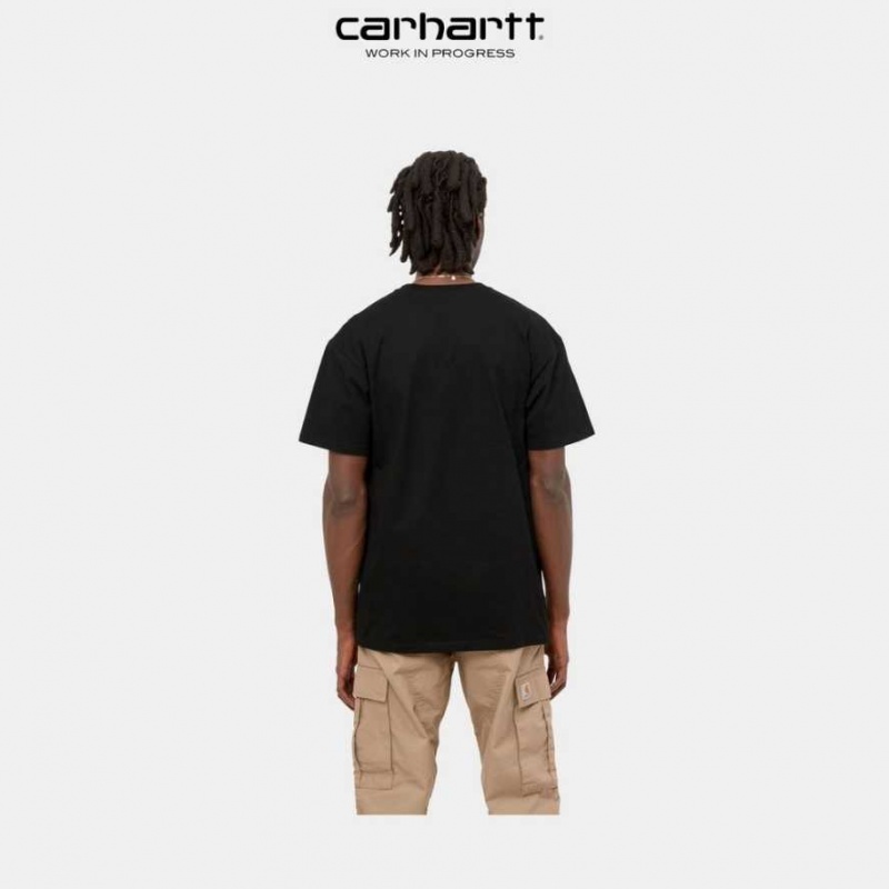 Noir Carhartt Wip Chase T-Shirt - Danmark UJY-0477482