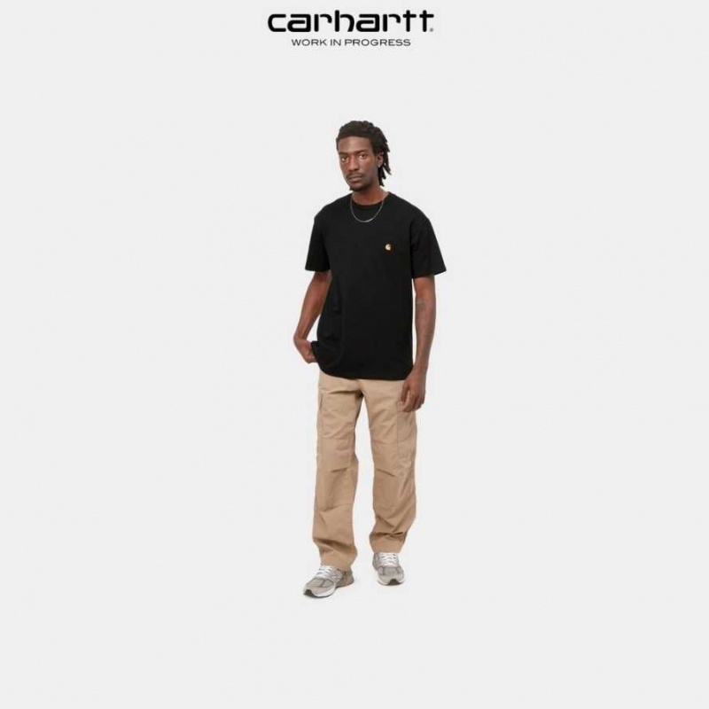 Noir Carhartt Wip Chase T-Shirt - Danmark UJY-0477482