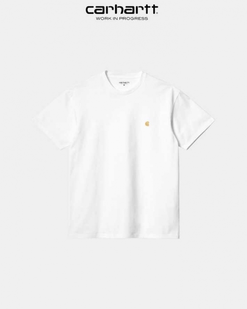 Blanche Carhartt Wip Chase T-Shirt - Danmark FEJ-8906438