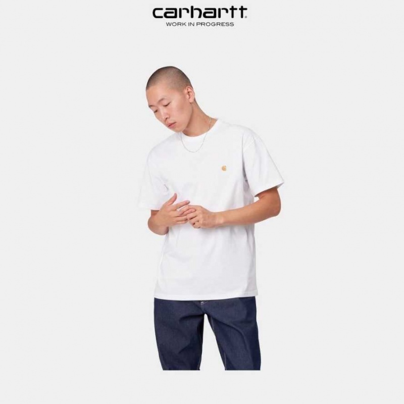 Blanche Carhartt Wip Chase T-Shirt - Danmark FEJ-8906438