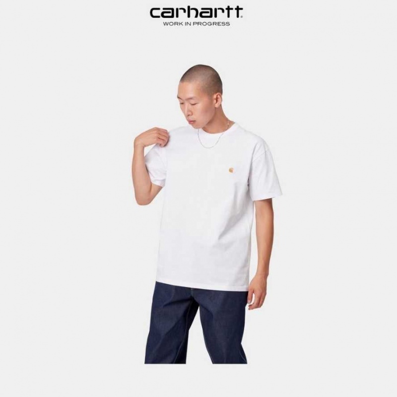 Blanche Carhartt Wip Chase T-Shirt - Danmark FEJ-8906438