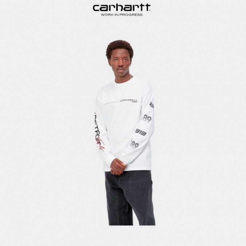 Blanche Carhartt Wip Detroit Turbo Long Sleeve T-Shirt - Danmark XLJ-4997539