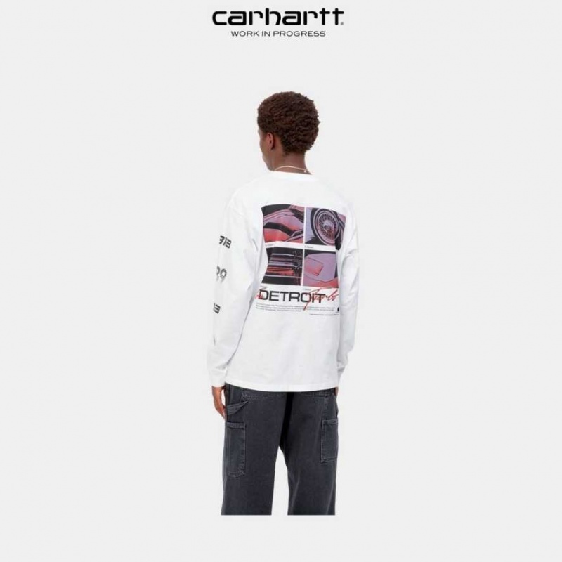 Blanche Carhartt Wip Detroit Turbo Long Sleeve T-Shirt - Danmark XLJ-4997539