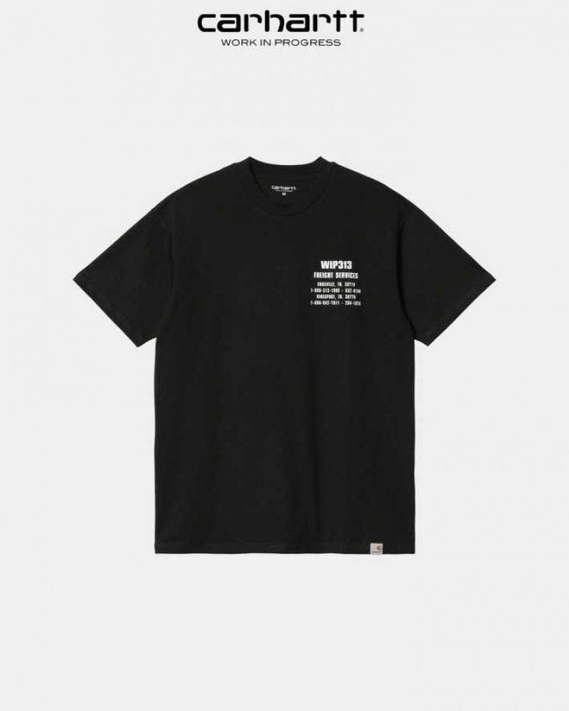 Noir Carhartt Wip Freight Services T-Shirt - Danmark IRI-2272602