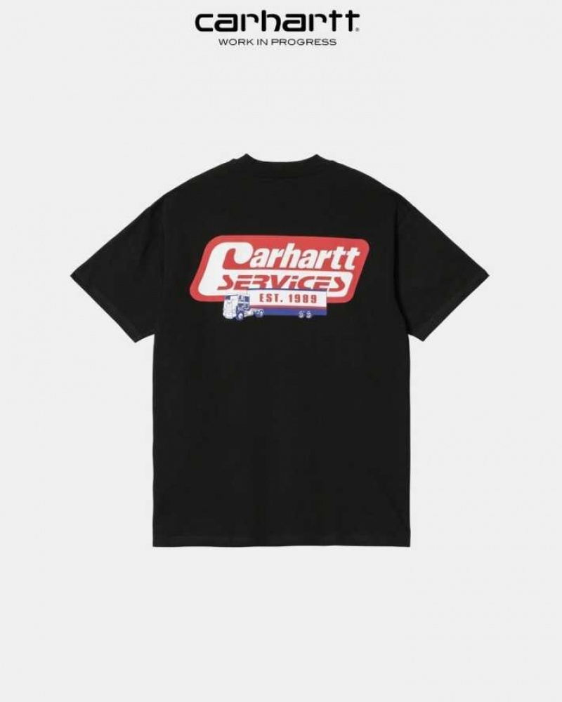 Noir Carhartt Wip Freight Services T-Shirt - Danmark IRI-2272602