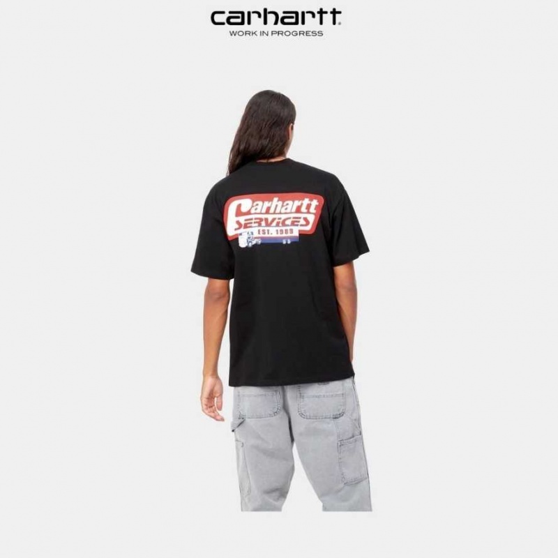 Noir Carhartt Wip Freight Services T-Shirt - Danmark IRI-2272602