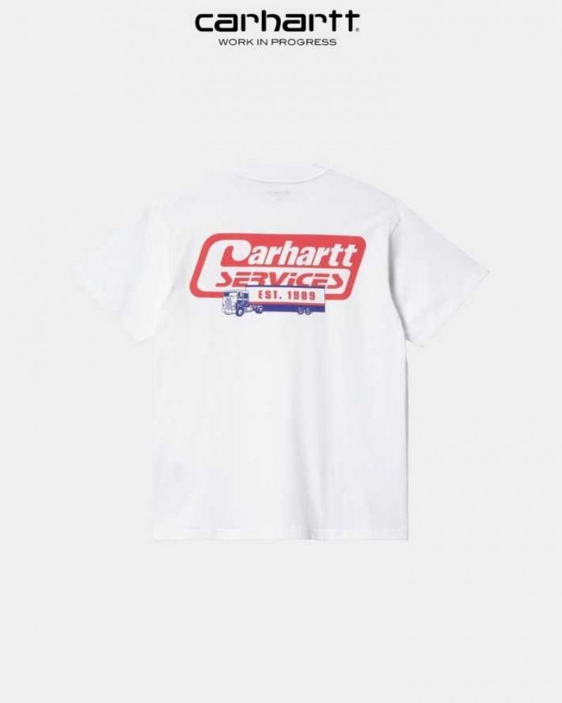 Blanche Carhartt Wip Freight Services T-Shirt - Danmark INU-9727157