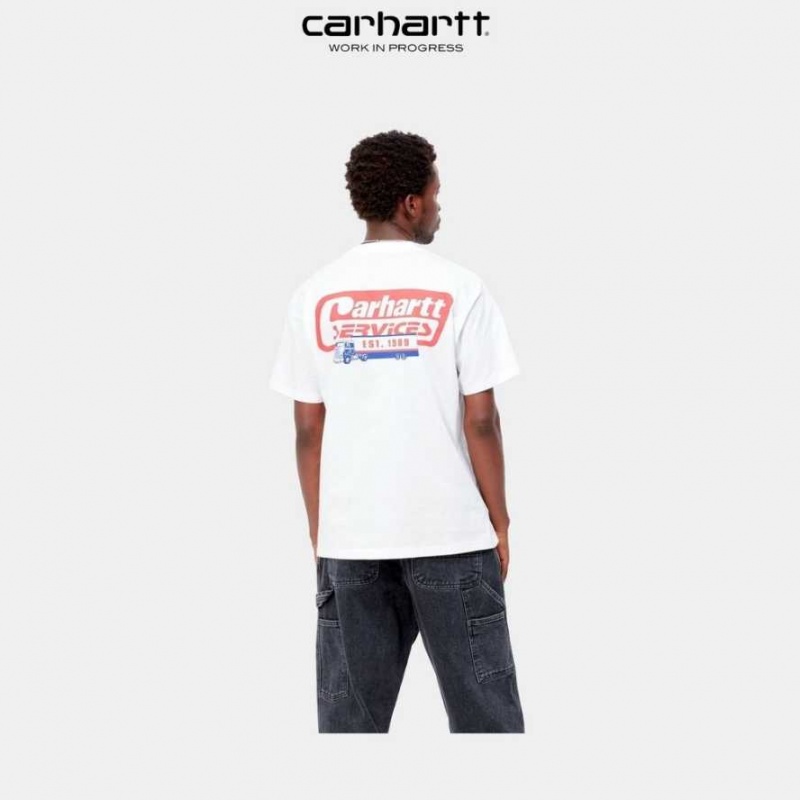 Blanche Carhartt Wip Freight Services T-Shirt - Danmark INU-9727157