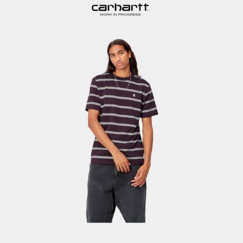 Noir Carhartt Wip Glover Stripe T-Shirt - Danmark PTB-3039864