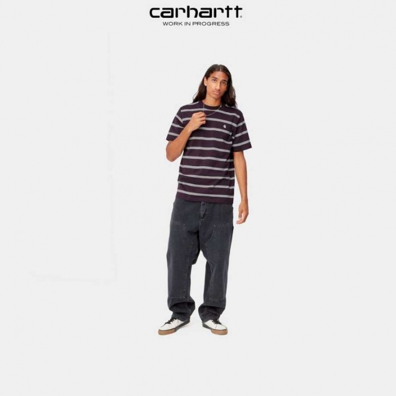 Noir Carhartt Wip Glover Stripe T-Shirt - Danmark PTB-3039864