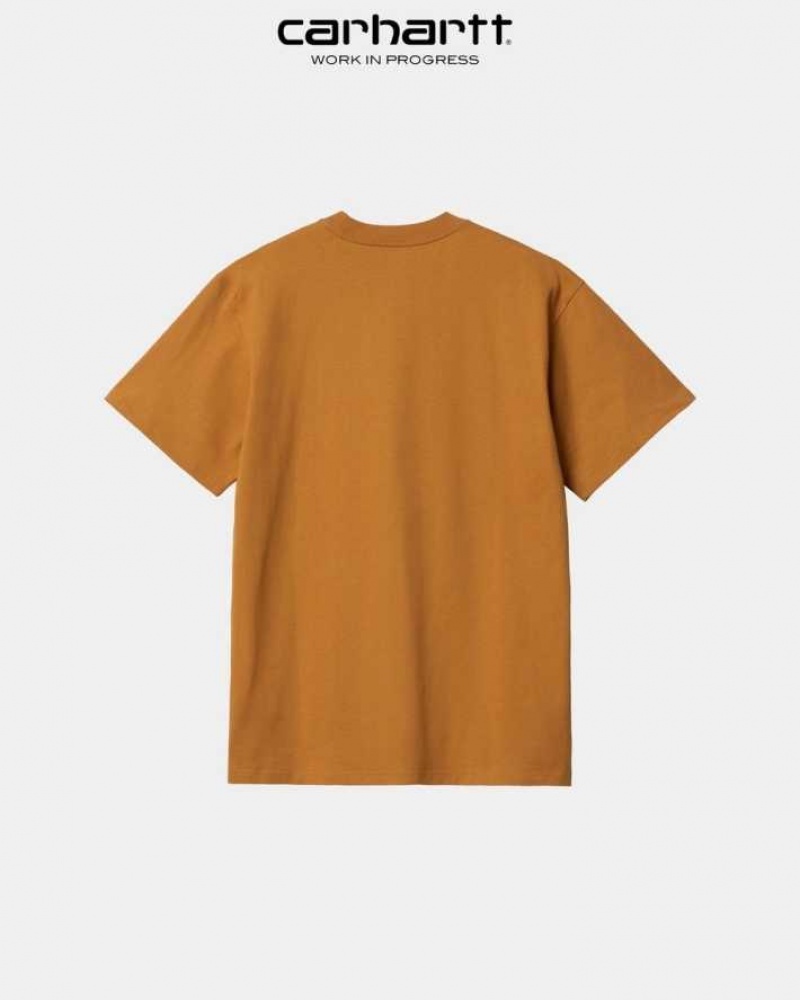 Ochre Carhartt Wip Happy Script T-Shirt - Danmark KBX-9561215