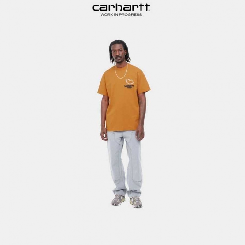 Ochre Carhartt Wip Happy Script T-Shirt - Danmark KBX-9561215