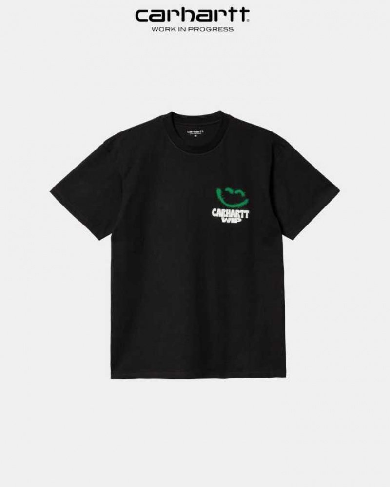 Noir Carhartt Wip Happy Script T-Shirt - Danmark BBD-3080543