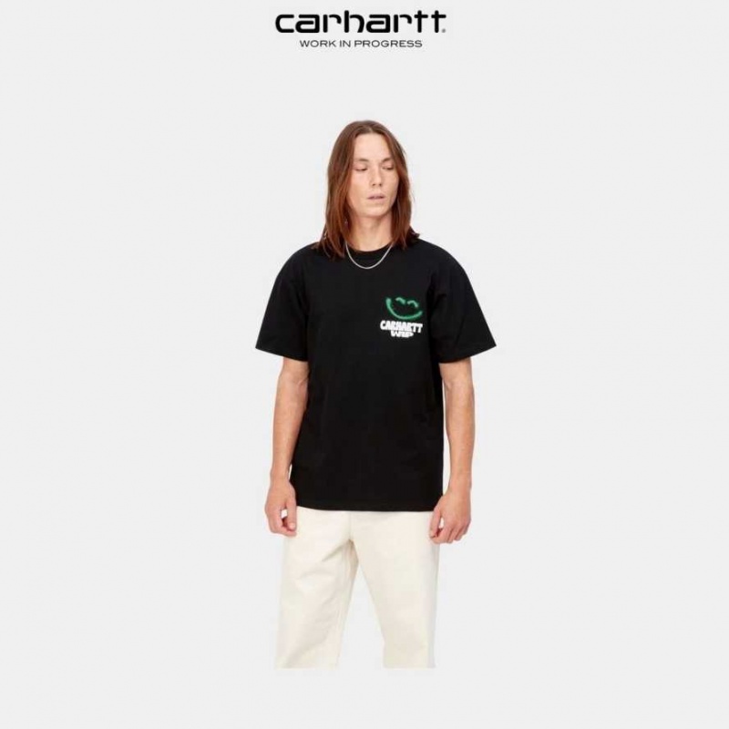 Noir Carhartt Wip Happy Script T-Shirt - Danmark BBD-3080543