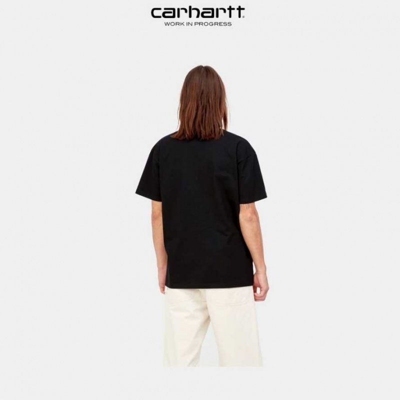 Noir Carhartt Wip Happy Script T-Shirt - Danmark BBD-3080543