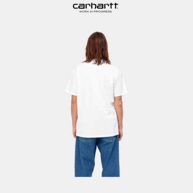 Blanche Carhartt Wip Happy Script T-Shirt - Danmark QDR-2863142