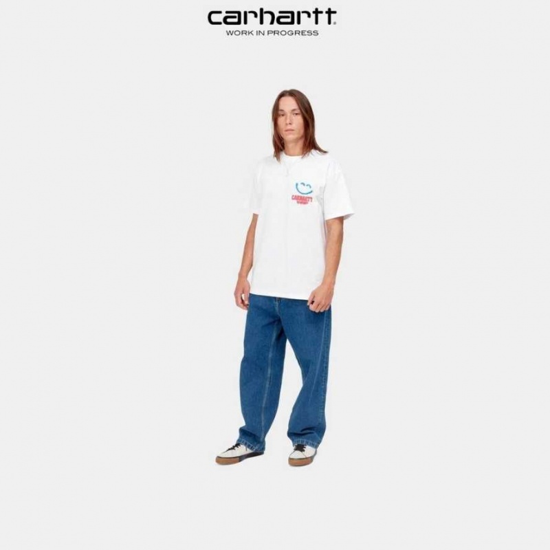 Blanche Carhartt Wip Happy Script T-Shirt - Danmark QDR-2863142