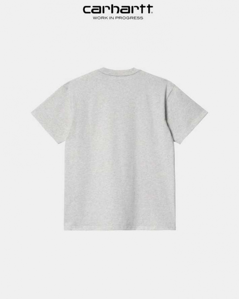 Ash Heather Carhartt Wip Happy Script T-Shirt Ash - Danmark WKZ-8884293