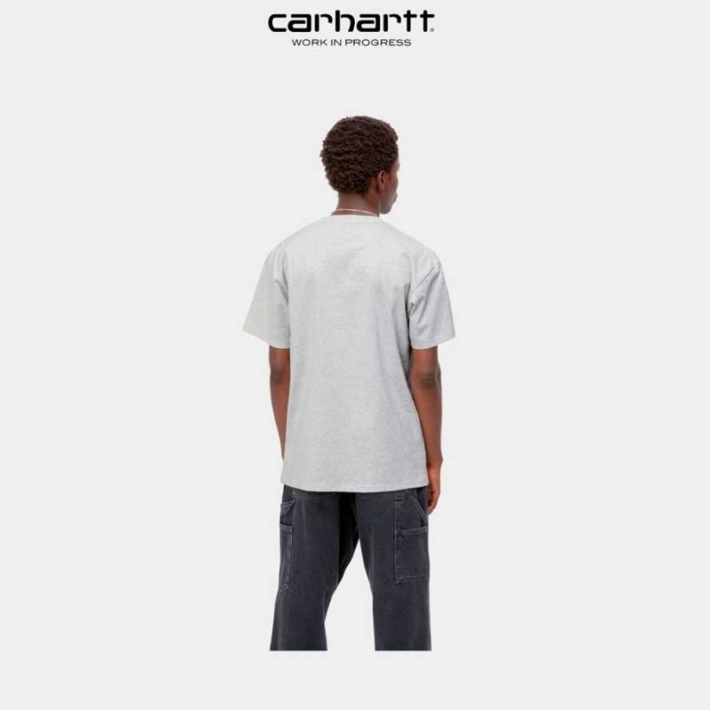 Ash Heather Carhartt Wip Happy Script T-Shirt Ash - Danmark WKZ-8884293