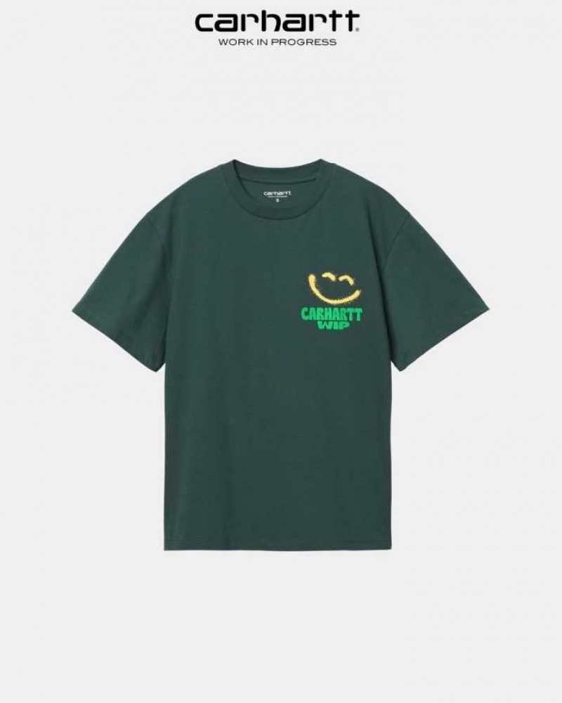 Juniper Carhartt Wip Happy Script T-Shirt - Danmark QHL-8998060