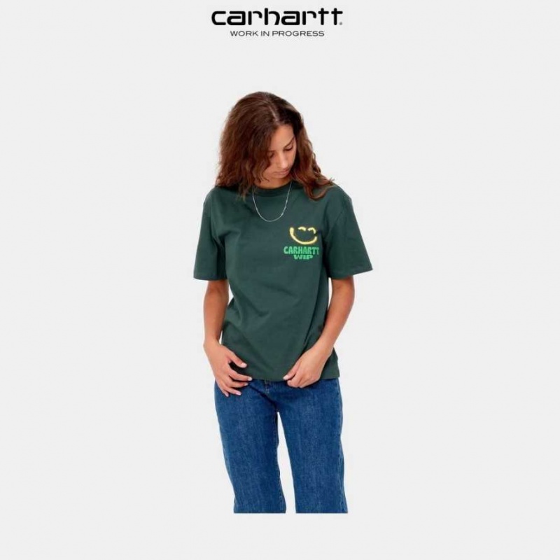 Juniper Carhartt Wip Happy Script T-Shirt - Danmark QHL-8998060