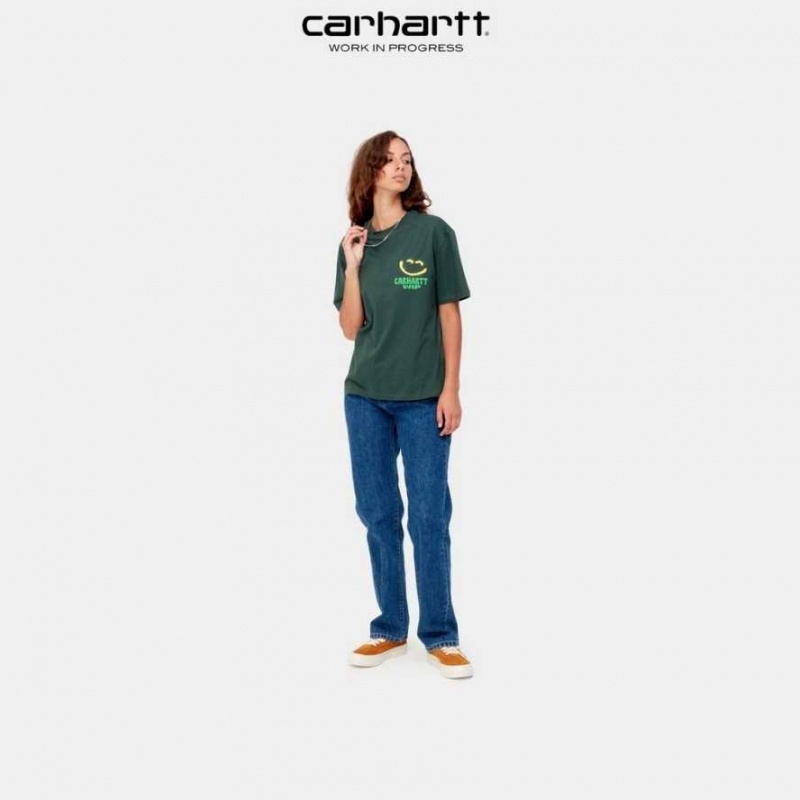 Juniper Carhartt Wip Happy Script T-Shirt - Danmark QHL-8998060