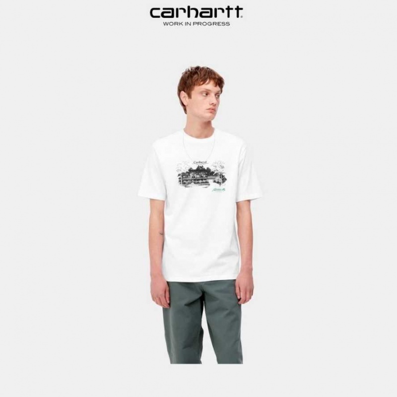 Blanche Carhartt Wip Home Builders T-Shirt - Danmark CCA-2751847