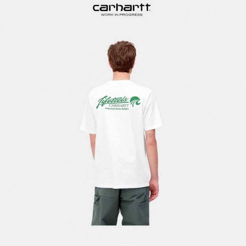 Blanche Carhartt Wip Home Builders T-Shirt - Danmark CCA-2751847