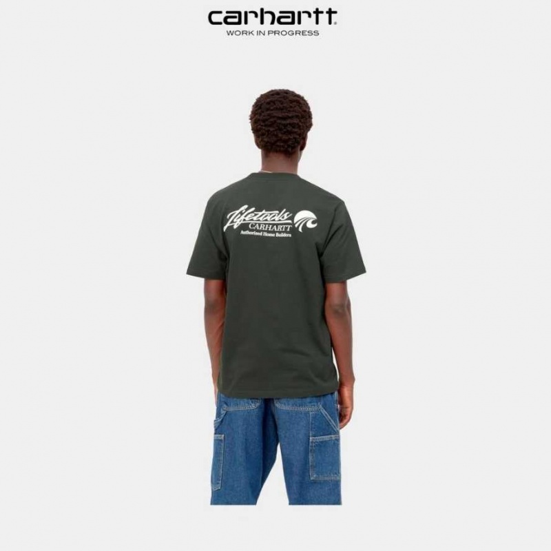 Boxwood Carhartt Wip Home Builders T-Shirt - Danmark TDX-9182813