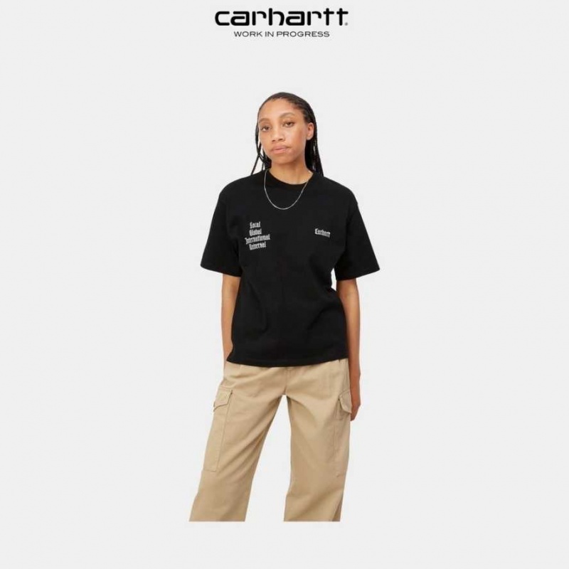 Noir Carhartt Wip Letterman T-Shirt - Danmark DIS-6787254