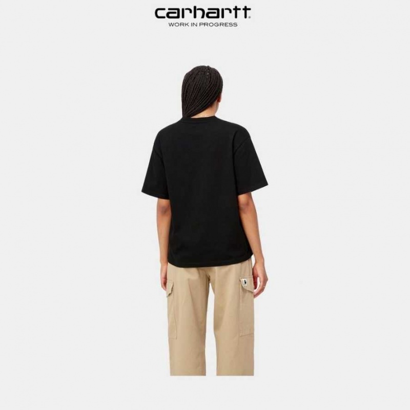 Noir Carhartt Wip Letterman T-Shirt - Danmark DIS-6787254