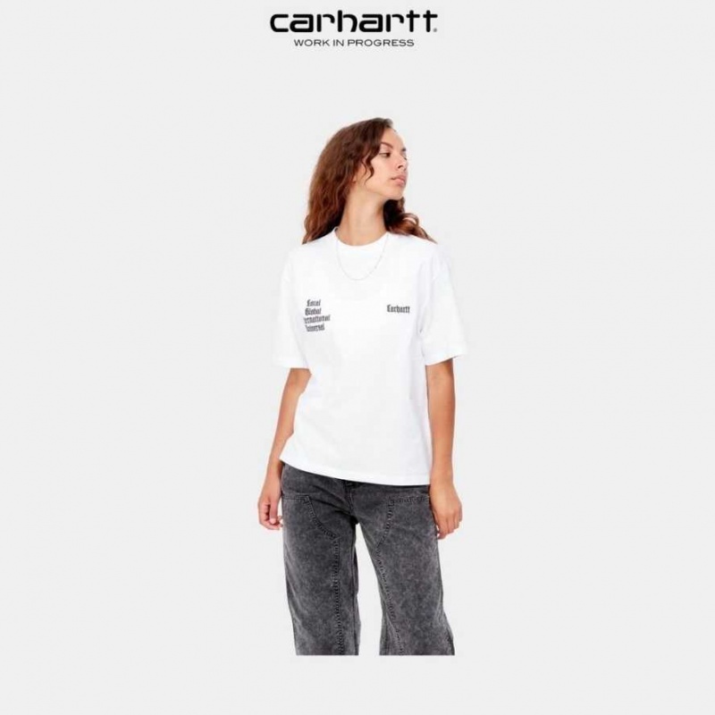 Blanche Carhartt Wip Letterman T-Shirt - Danmark YXI-2470305