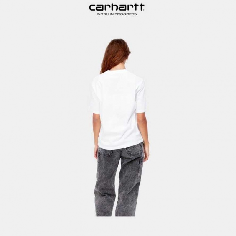 Blanche Carhartt Wip Letterman T-Shirt - Danmark YXI-2470305