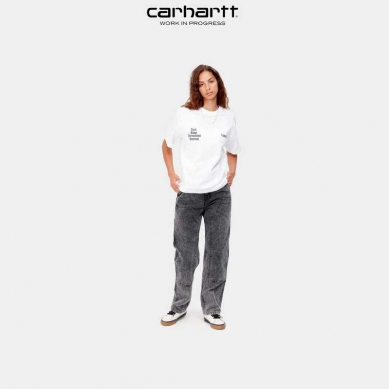 Blanche Carhartt Wip Letterman T-Shirt - Danmark YXI-2470305