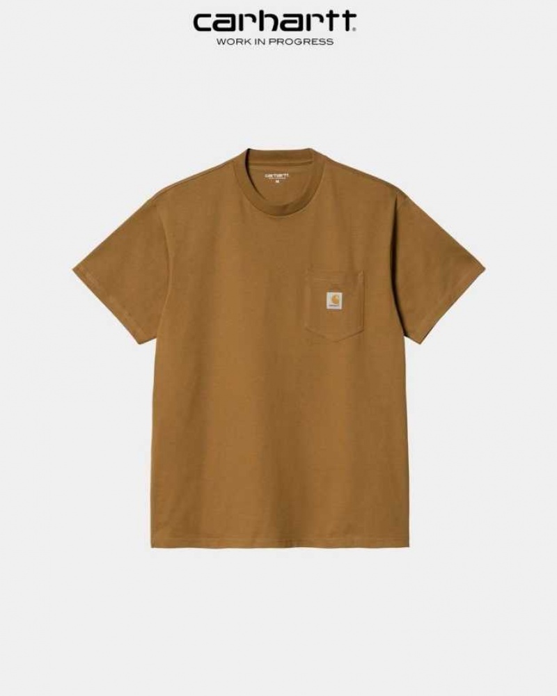 Marron Carhartt Wip Local Pocket T-Shirt - Danmark YUD-9993867