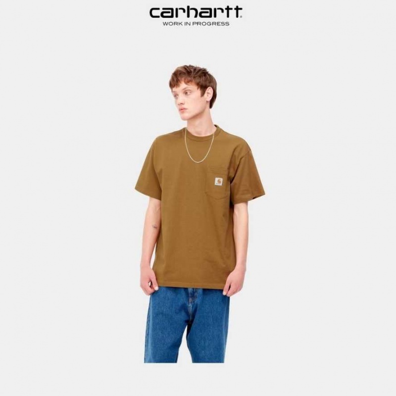 Marron Carhartt Wip Local Pocket T-Shirt - Danmark YUD-9993867