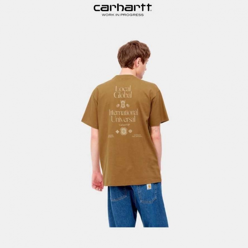 Marron Carhartt Wip Local Pocket T-Shirt - Danmark YUD-9993867