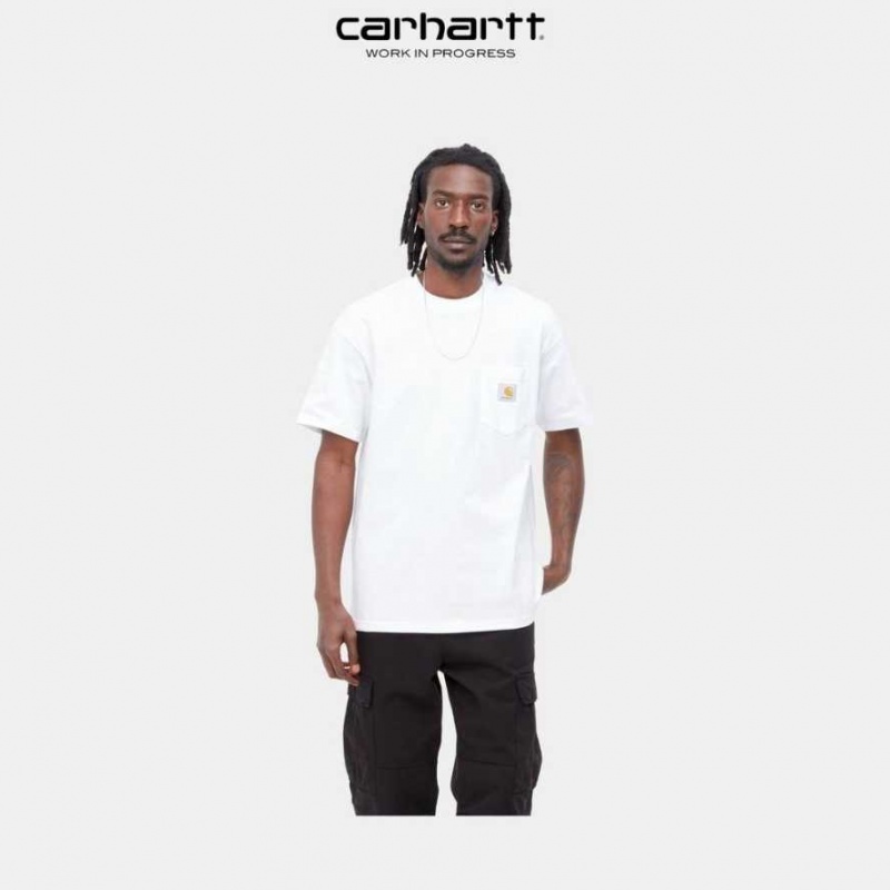 Blanche Carhartt Wip Local Pocket T-Shirt - Danmark DVQ-0457829