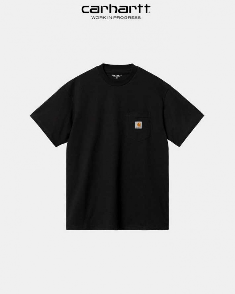 Noir Carhartt Wip Local Pocket T-Shirt - Danmark EXD-1111931