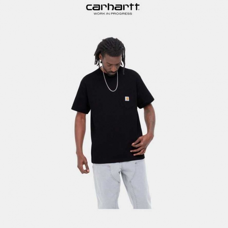 Noir Carhartt Wip Local Pocket T-Shirt - Danmark EXD-1111931